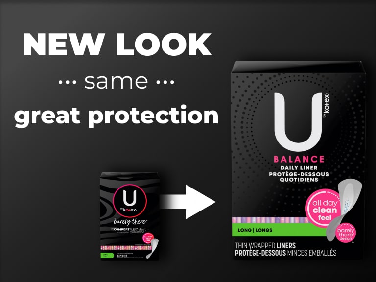 U by Kotex® Barely There -> Balance protège-dessous quotidiens, fins et longs - nouveau design